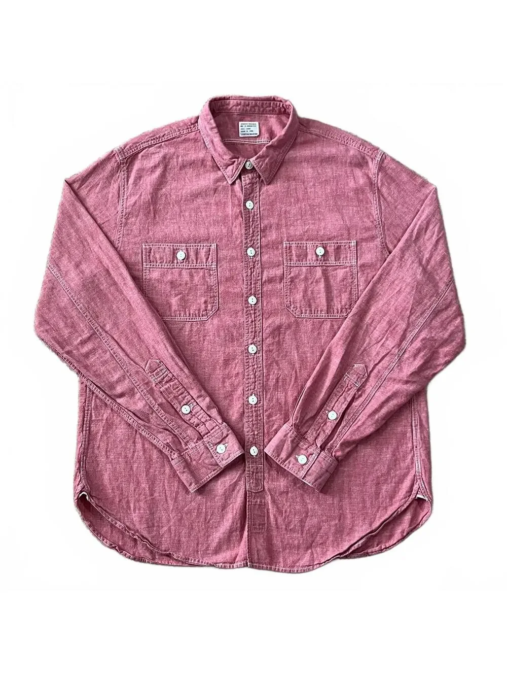 J. Crew Mens Workwear Chambray Button Up Long Sleeve Shirt Red Size Large